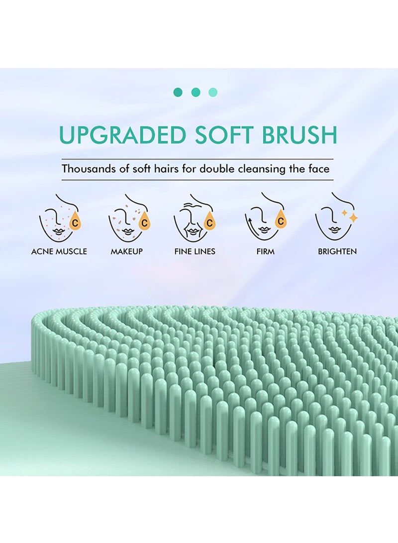 Generic Sonic Waterproof Facial Cleanser with Soft Silicone Brush, USB Rechargeable for Deep Cleansing, Gentle Exfoliation, and Massage - Suitable for All Skin Types (Green)  - Image 3