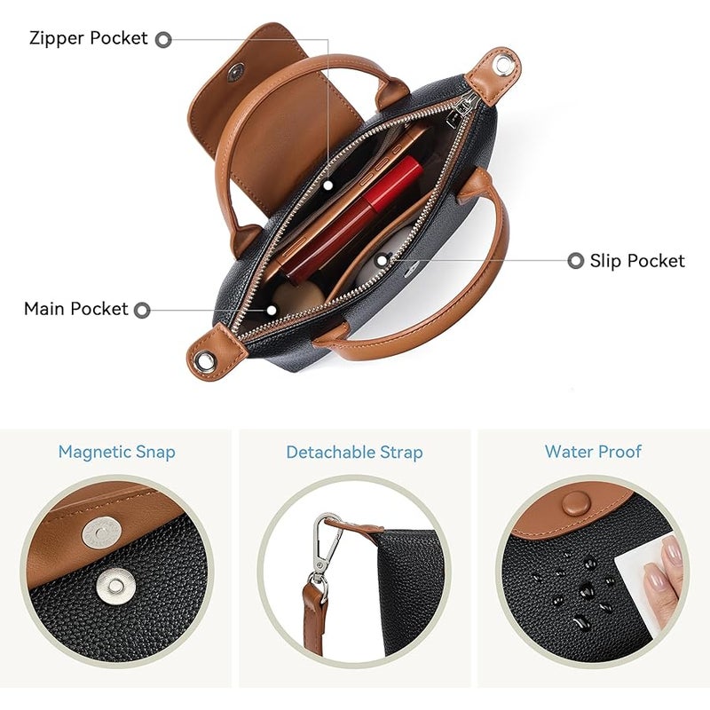 BOSTANTEN Small Crossbody Bags for Women Top Handle Purse Vegan Leather Shoulder Handbags for Daily, Travel - Image 4