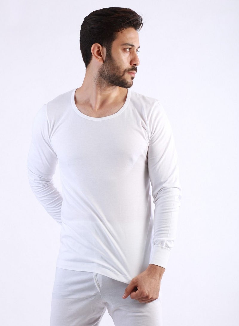 Jet Jet Men Undershirt Round Neck And Long Sleeves-White - Image 3