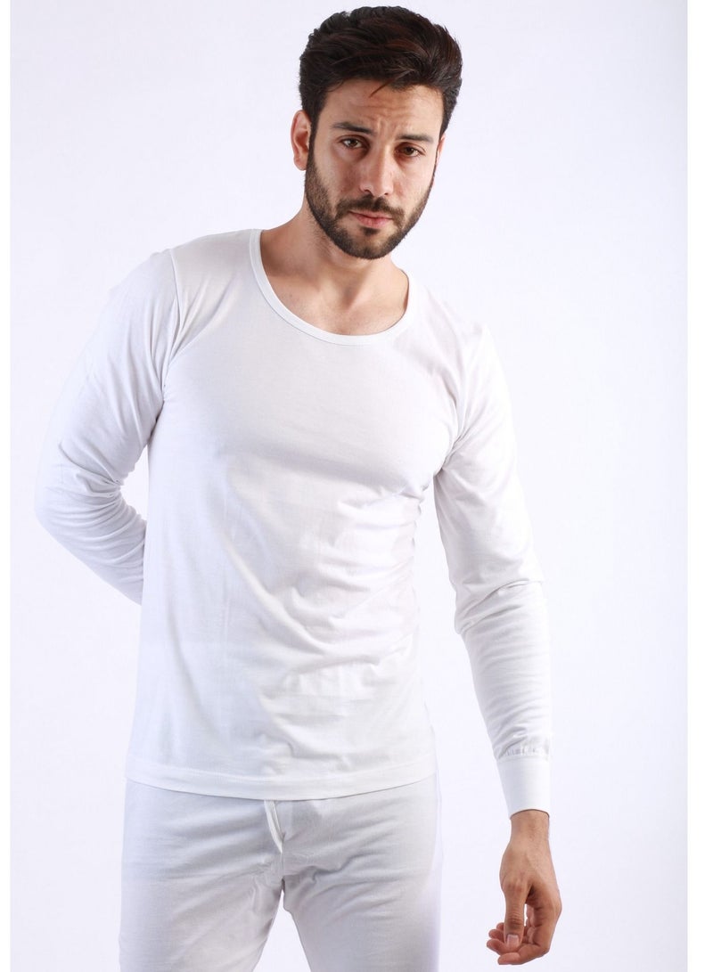 Jet Jet Men Undershirt Round Neck And Long Sleeves-White - Image 1