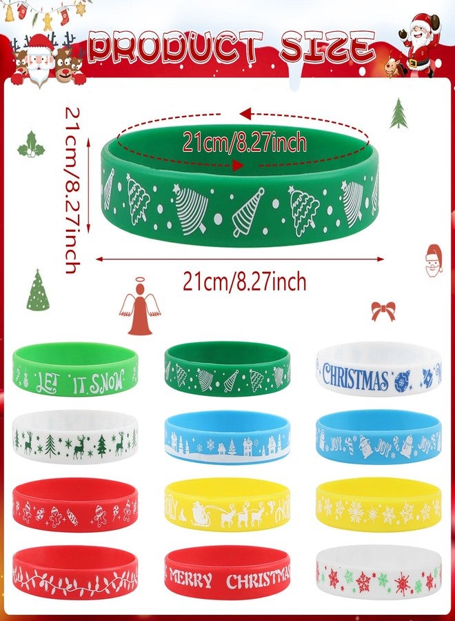 LOAVER 48 Pack Christmas Pencils Set,24 Pcs Christmas Pencils and 24 Pcs Silicone Bracelets Holiday Wristbands for Christmas Party Classroom Gifts Rewards Office Supplies Stocking Stuffers - Image 3