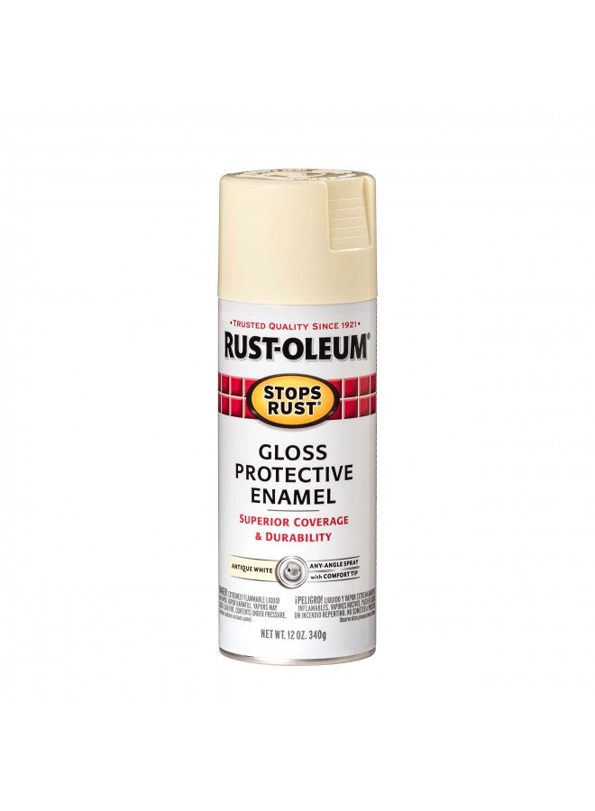 Rust-Oleum 7794830 Stops Rust Spray Paint, 12 oz, Gloss Antique White - Image 1