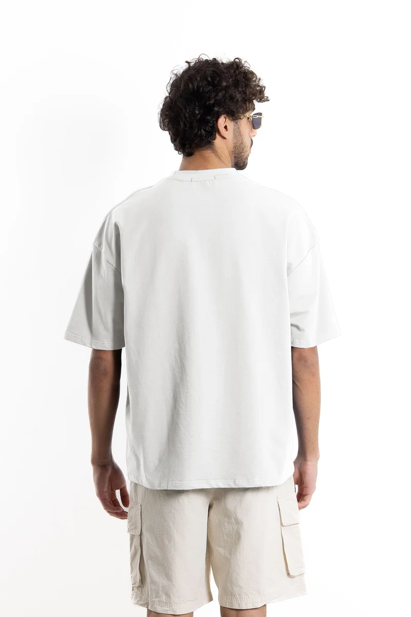 SHAPES SLOGAN PRINTED COTTON BLEND T-SHIRT