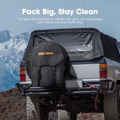 SAN HIMA Spare Tire Trash Bag 18.5 Gallons Fits 31''-35" Tire - Cargo Storage Bag w/Reflective Strips for Off-Road 4x4 4WD Truck SUV Car - Image 2