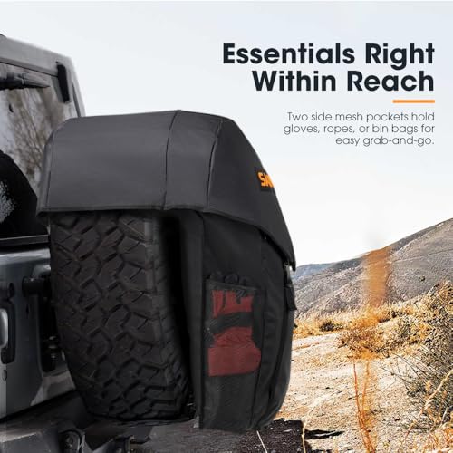 SAN HIMA Spare Tire Trash Bag 18.5 Gallons Fits 31''-35" Tire - Cargo Storage Bag w/Reflective Strips for Off-Road 4x4 4WD Truck SUV Car - Image 5