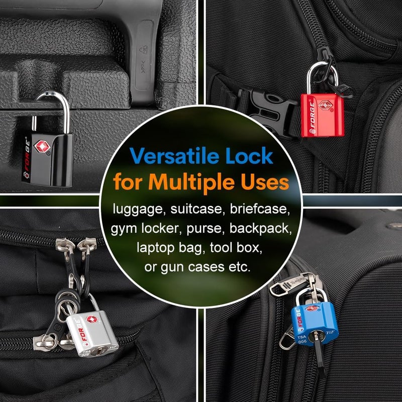 Forge TSA Approved Luggage Locks, Ultra-Secure Dimple Key Travel Locks with Zinc Alloy Body - Image 4