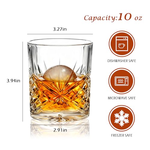 Encheng Whiskey Glasses Set of 8,10 oz Bourbon Cocktail Glass with Heavy Base,Old Fashioned Rocks Glasses,Clear Lowball Drinking Glass for Men,Vodka,Scotch,Liquor,Spirits - Image 2
