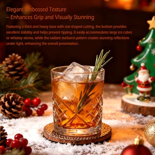 Encheng Whiskey Glasses Set of 8,10 oz Bourbon Cocktail Glass with Heavy Base,Old Fashioned Rocks Glasses,Clear Lowball Drinking Glass for Men,Vodka,Scotch,Liquor,Spirits - Image 5