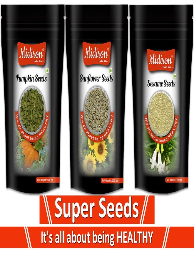 Midiron Seed Combo Pack 3| Pumpkin Seed| White Sesame Seed | Sunflower Seed | Healthy Snack (100 gm each) - Image 2