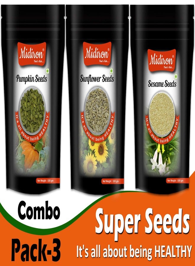 Midiron Seed Combo Pack 3| Pumpkin Seed| White Sesame Seed | Sunflower Seed | Healthy Snack (100 gm each) - Image 3