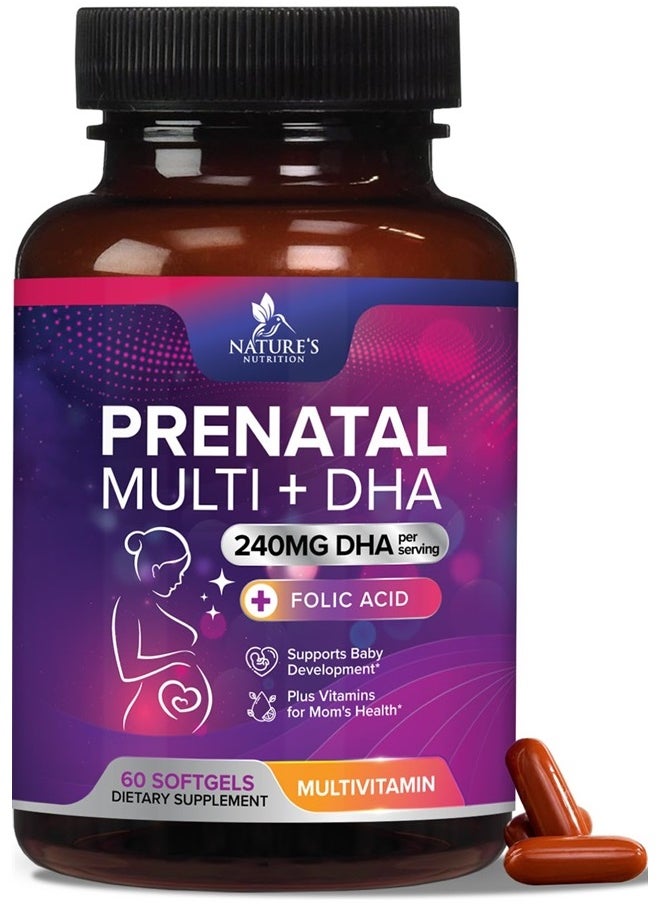 Nature's Nutrition - Prenatal Multi+ DHA, Multivitamin with Folic Acid 60 Softgels - Image 1