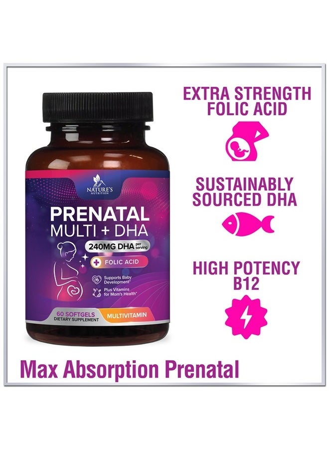 Nature's Nutrition - Prenatal Multi+ DHA, Multivitamin with Folic Acid 60 Softgels - Image 1