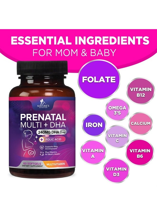 Nature's Nutrition - Prenatal Multi+ DHA, Multivitamin with Folic Acid 60 Softgels - Image 1