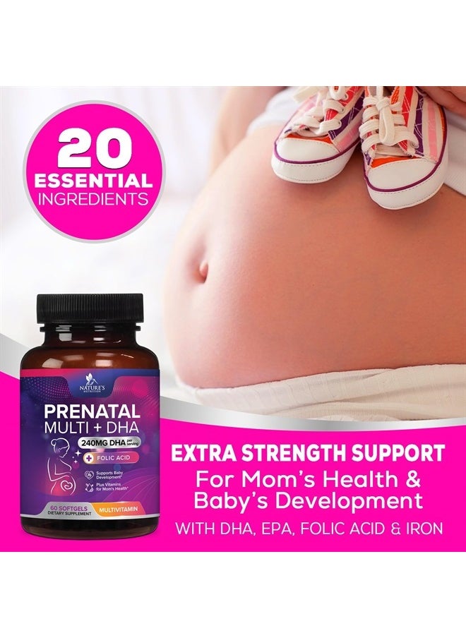 Nature's Nutrition - Prenatal Multi+ DHA, Multivitamin with Folic Acid 60 Softgels - Image 1