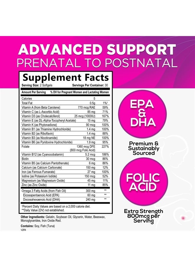 Nature's Nutrition - Prenatal Multi+ DHA, Multivitamin with Folic Acid 60 Softgels - Image 1