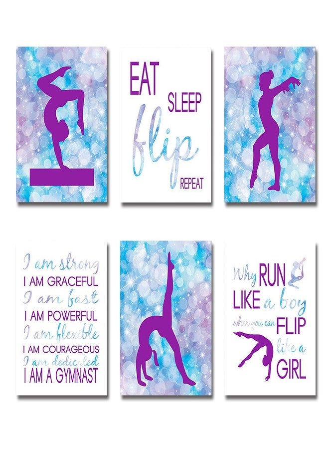 Mirabuy Set of 6 Unframed Gymnastics Wall Art, Gymnastics Wall Decor, Gymnast Wall Art (8" x 10") - Image 1