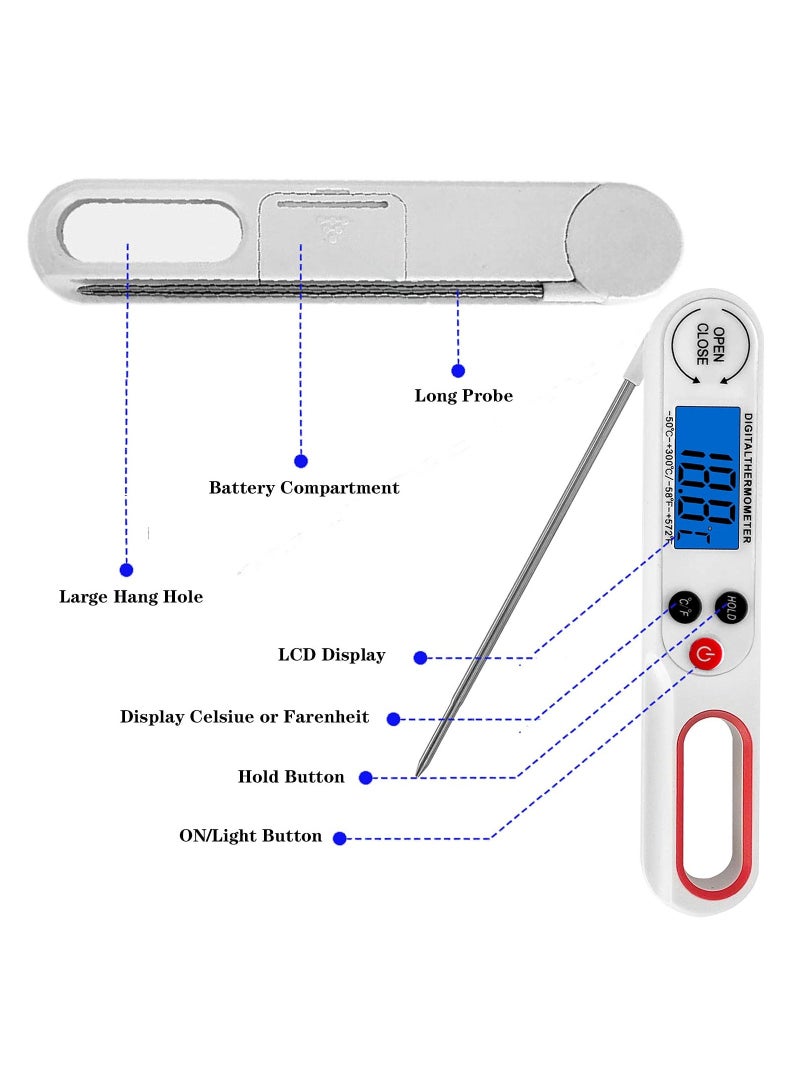 NIBEMINENT Digital Meat Thermometer for Cooking, Instant Read Food Kitchen Backlit Display Meat, Kitchen,Deep Frying, Baking, Outdoor Grilling, & BBQ  - Image 5