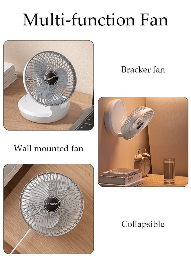 DUNISO Multifunction Desk Fan, Rechargeable Battery Operated Fan Collapsible Wall Mounted Fan, 180° Rotation Table Fan 3 Speed Regulation for Home, Office, Travel, Camping, Outdoor, Indoor Fan  - Image 4