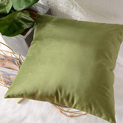 Khooti Velvet Cushion Cover, 18x18 Inch | Olive | Pack of 2 | Solid Plain Soft & Smooth, Decorative Cushion Covers for Living Room, Bedroom, Couches, Chairs, Sofas, Beds & Home Decor - Image 2