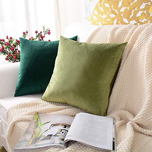 Khooti Velvet Cushion Cover, 18x18 Inch | Olive | Pack of 2 | Solid Plain Soft & Smooth, Decorative Cushion Covers for Living Room, Bedroom, Couches, Chairs, Sofas, Beds & Home Decor - Image 3