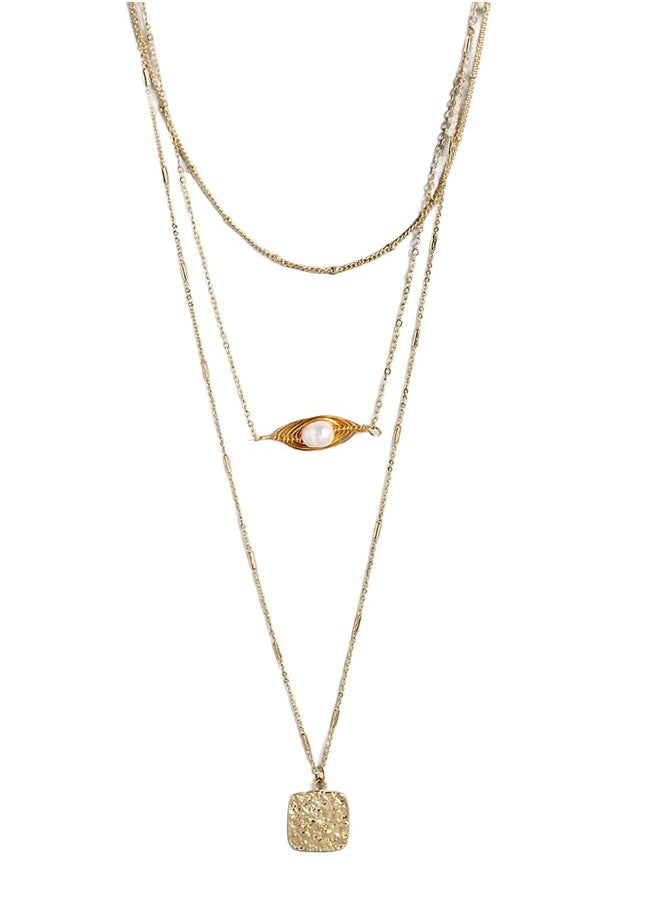Just Peachy Just Peachy Gold-Plated Layered Necklace – Elegant Multi-Layer Design – High-Quality Durable Finish – Adjustable Length – Perfect for Any Occasion – Stylish Gift for Her  - Image 1