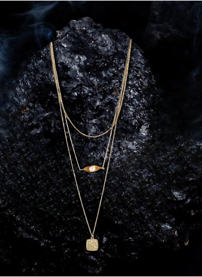 Just Peachy Just Peachy Gold-Plated Layered Necklace – Elegant Multi-Layer Design – High-Quality Durable Finish – Adjustable Length – Perfect for Any Occasion – Stylish Gift for Her  - Image 3