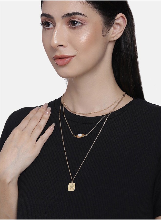 Just Peachy Just Peachy Gold-Plated Layered Necklace – Elegant Multi-Layer Design – High-Quality Durable Finish – Adjustable Length – Perfect for Any Occasion – Stylish Gift for Her  - Image 2