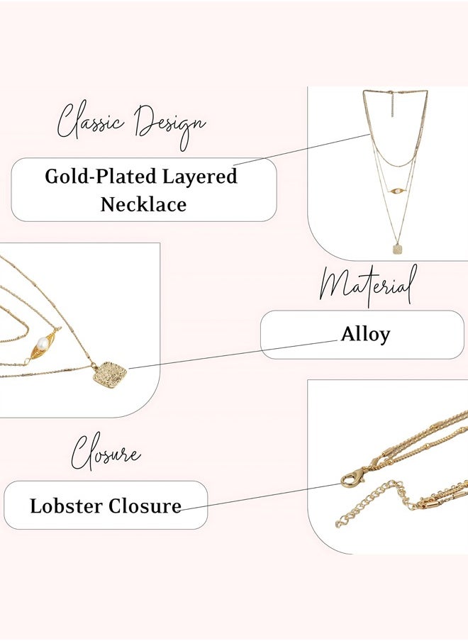 Just Peachy Just Peachy Gold-Plated Layered Necklace – Elegant Multi-Layer Design – High-Quality Durable Finish – Adjustable Length – Perfect for Any Occasion – Stylish Gift for Her  - Image 4