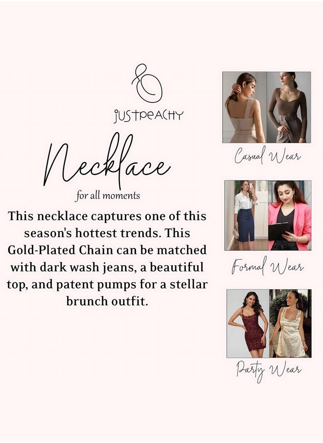 Just Peachy Just Peachy Gold-Plated Layered Necklace – Elegant Multi-Layer Design – High-Quality Durable Finish – Adjustable Length – Perfect for Any Occasion – Stylish Gift for Her  - Image 5
