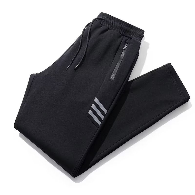 Mens Casual Joggers with Zip Pockets straight black