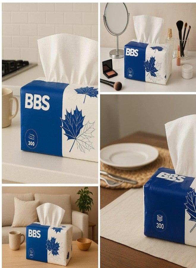 ZUGAD BBS Everyday Use Facial Tissue Paper Pack 300 Pulls in Each Pack | Strong Soft Absorbent Napkins for Face Care, Makeup Cleaning, Home Kitchen, Office Table & Car Dashboard (3) - Image 3