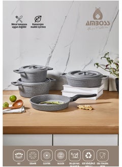 AMBOSS Copper cast iron pot set 7 pieces (grey) made in Turkey  - Image 1