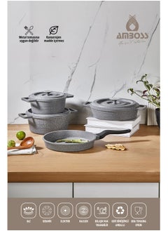 AMBOSS Copper cast iron pot set 7 pieces (grey) made in Turkey  - Image 2