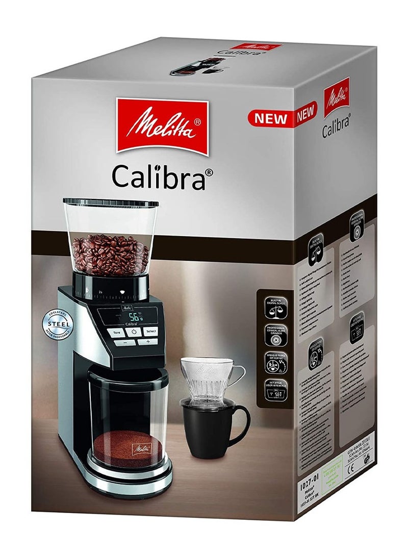 Melitta - CALIBRA Electric Coffee Beans Grinder, 1027-01, Conical Burr, 160W, Black/Stainless Steel - Image 1