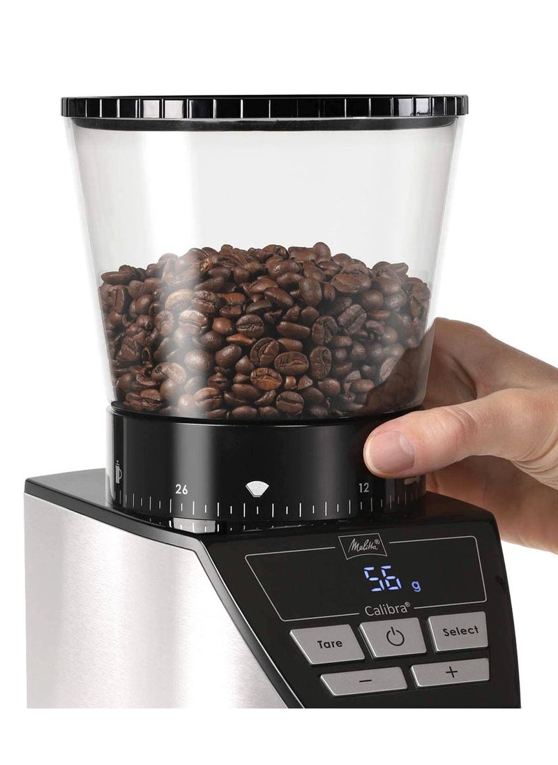 Melitta - CALIBRA Electric Coffee Beans Grinder, 1027-01, Conical Burr, 160W, Black/Stainless Steel - Image 1