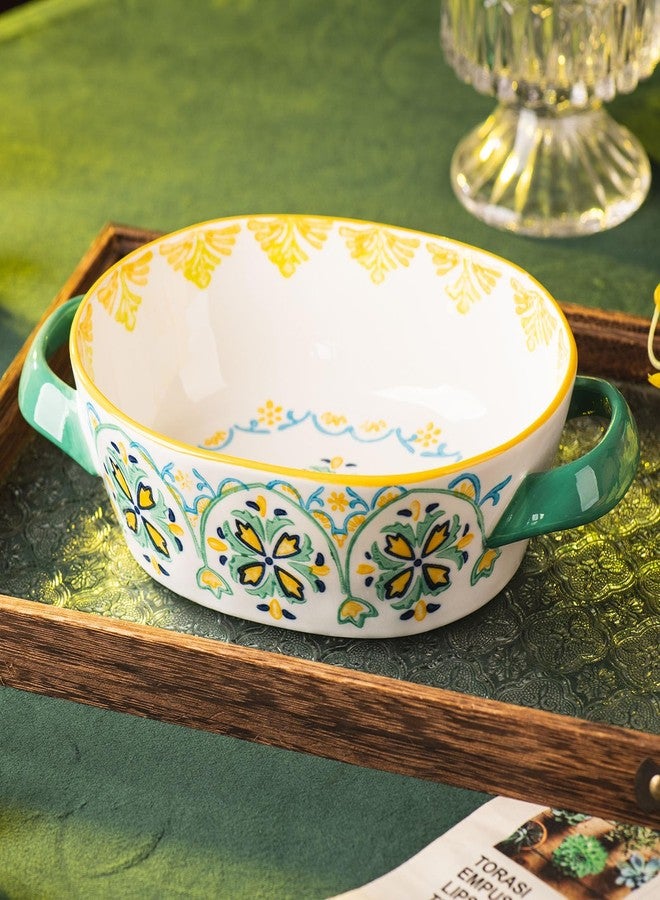 ONECCI Casserole Dish, 7.7"x6.2" Ceramic Baking Dish, Lasagna Pan Deep for Oven, 28oz Baking Pan with Handles, Oven Safe and Durable Bakeware for Lasagna, Home Decor Gifts, Idyllic (Green Grass) - Image 4