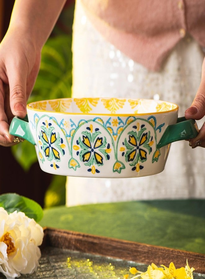 ONECCI Casserole Dish, 7.7"x6.2" Ceramic Baking Dish, Lasagna Pan Deep for Oven, 28oz Baking Pan with Handles, Oven Safe and Durable Bakeware for Lasagna, Home Decor Gifts, Idyllic (Green Grass) - Image 3