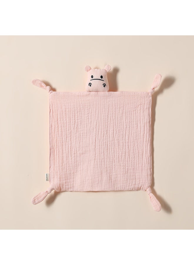 Pure Cotton Muslin Baby Soothing Towel Chewable Comforter Sleeping Aid Hush Puppy Doll Infant Sleep Training Toy Soft Fabric-Color:Light Pink (hippo Amalette)  - Image 1