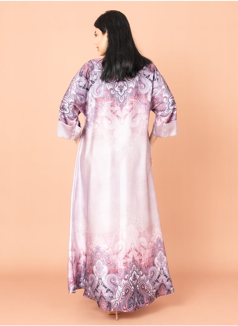 IKKXA Abstract Design Modern Jalabiya Pink  - Image 4