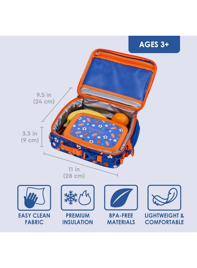 Bentgo Bentgo Kids Lunch Bag - Durable, Double-Insulated Lunch Bag for Kids 3+; Holds Lunch Box, Water Bottle, & Snacks; Easy-Clean Water-Resistant Fabric & Multiple Zippered Pockets (Sports) - Image 2