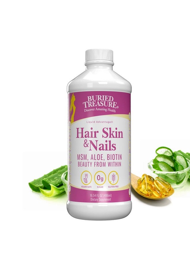 Buried Treasure Hair, Skin and Nails with MSM Biotin Aloe Vera plus Vitamins and Minerals in a High Potency Liquid Whole Food Complex for Fuller Hair, Stronger Nails and Clearer Skin 16 oz - Image 1