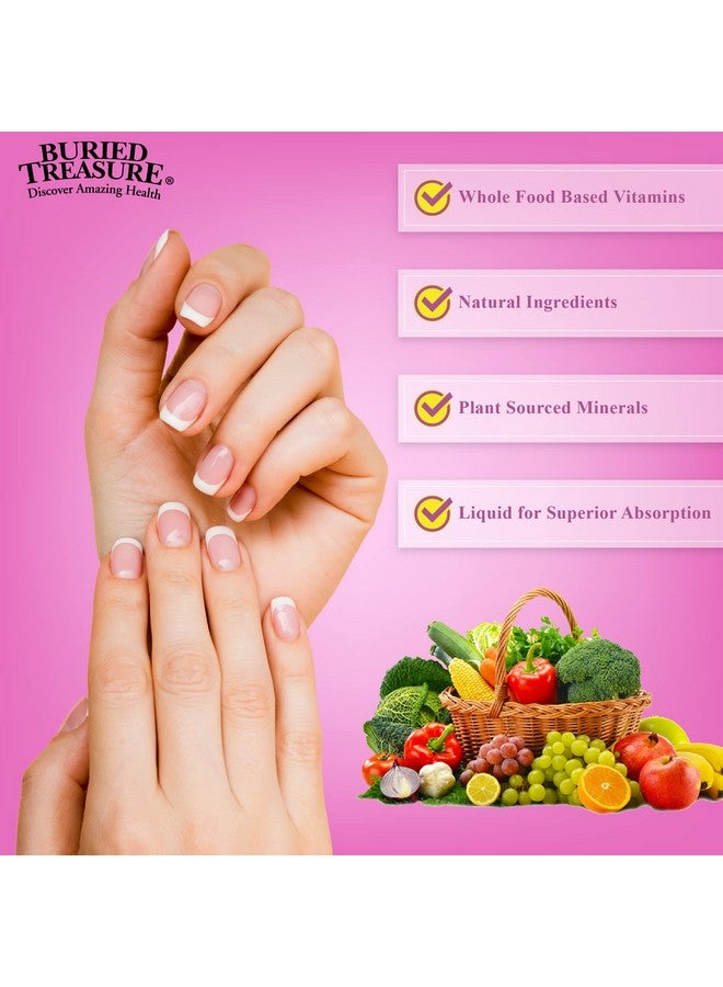Buried Treasure Hair, Skin and Nails with MSM Biotin Aloe Vera plus Vitamins and Minerals in a High Potency Liquid Whole Food Complex for Fuller Hair, Stronger Nails and Clearer Skin 16 oz - Image 2
