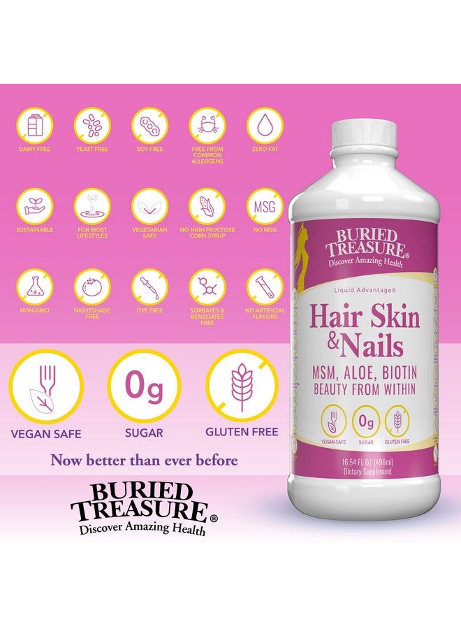 Buried Treasure Hair, Skin and Nails with MSM Biotin Aloe Vera plus Vitamins and Minerals in a High Potency Liquid Whole Food Complex for Fuller Hair, Stronger Nails and Clearer Skin 16 oz - Image 3
