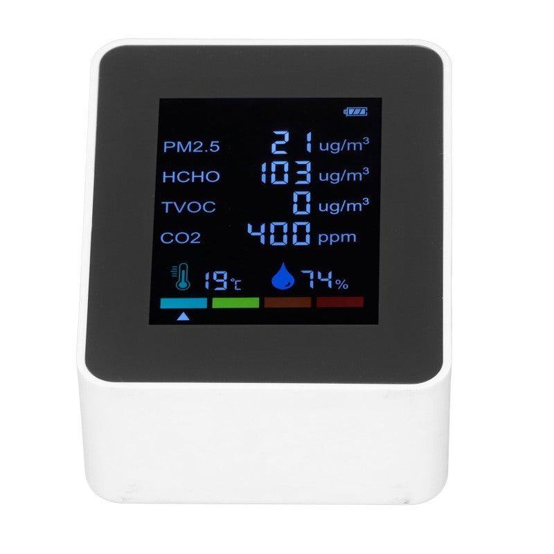 6 In 1 Multifunctional Detector 9x7x3.4cm CO2 Meter with Intelligent Color Screen Display - Air Quality Monitor for Home Office Gym - Image 5