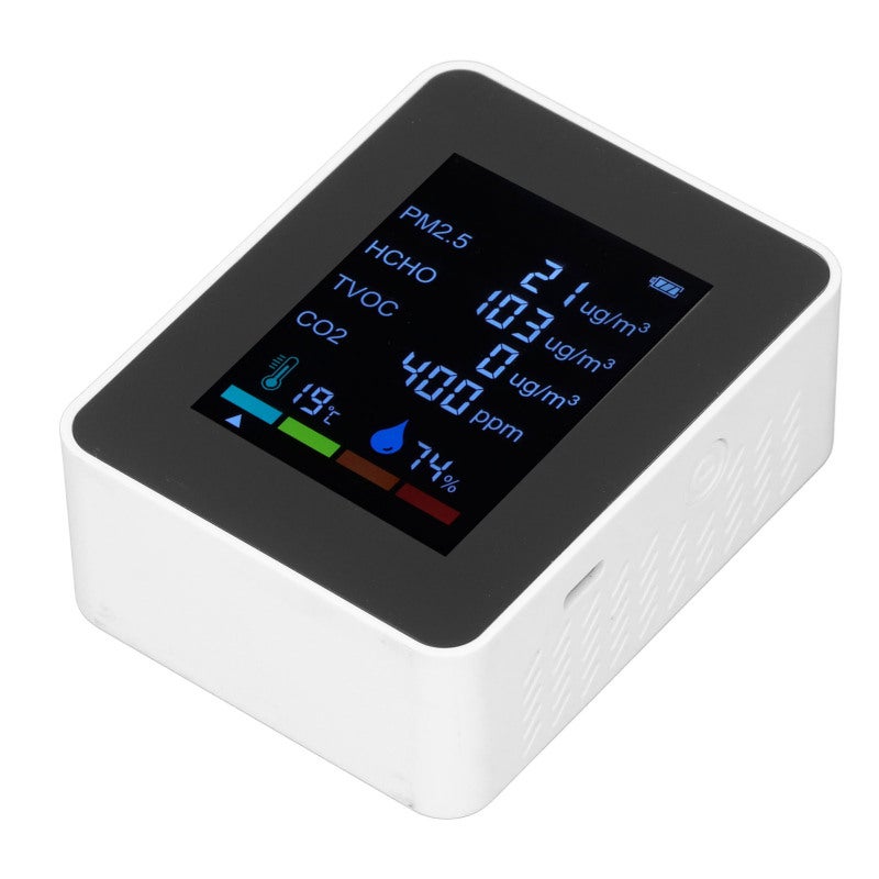 6 In 1 Multifunctional Detector 9x7x3.4cm CO2 Meter with Intelligent Color Screen Display - Air Quality Monitor for Home Office Gym - Image 3