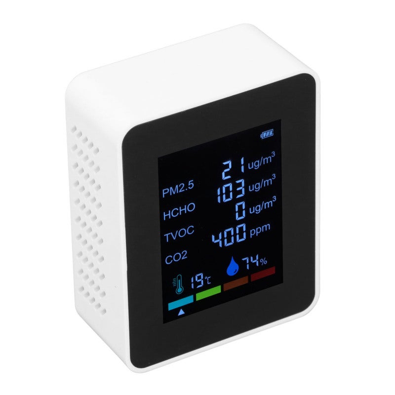 6 In 1 Multifunctional Detector 9x7x3.4cm CO2 Meter with Intelligent Color Screen Display - Air Quality Monitor for Home Office Gym - Image 4