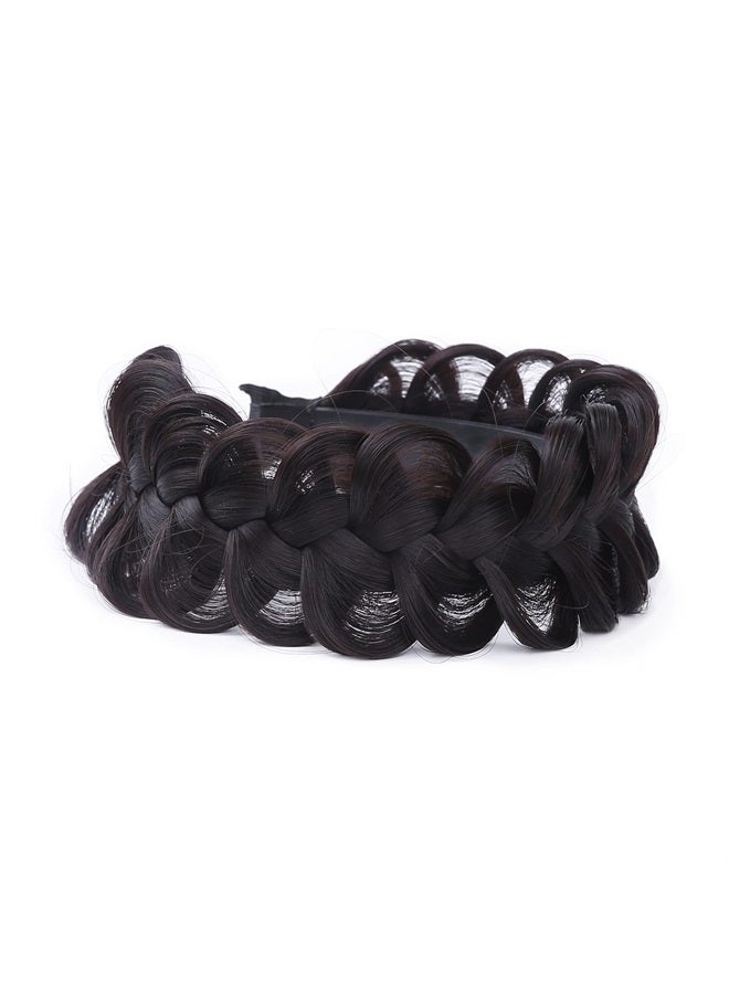 Headband Synthetic Hair Plaited Headband Braid Braided With Teeth Hair Band Accessories for Women Girl Wide 2.4 Inch