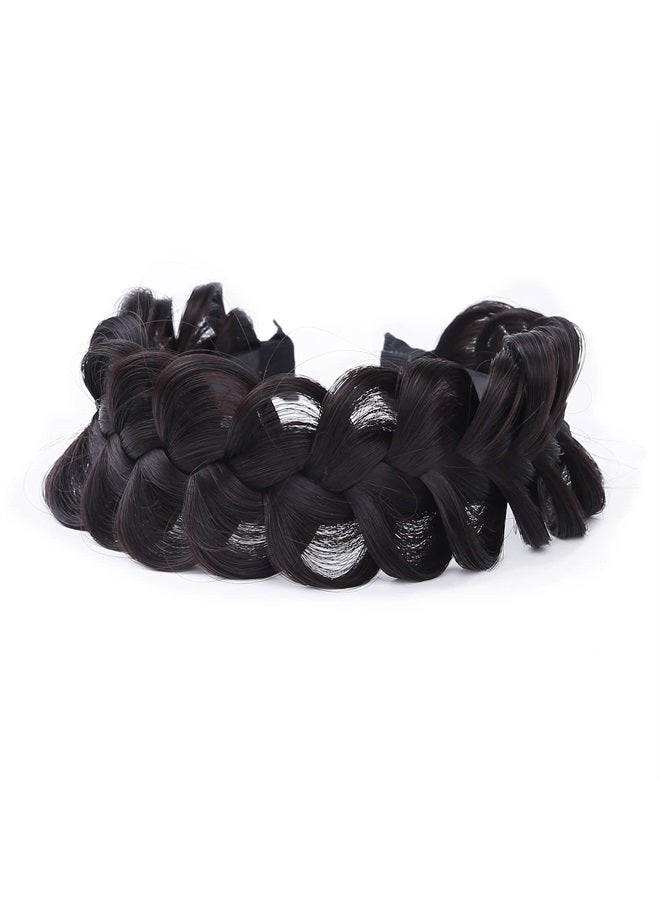 Headband Synthetic Hair Plaited Headband Braid Braided With Teeth Hair Band Accessories for Women Girl Wide 2.4 Inch