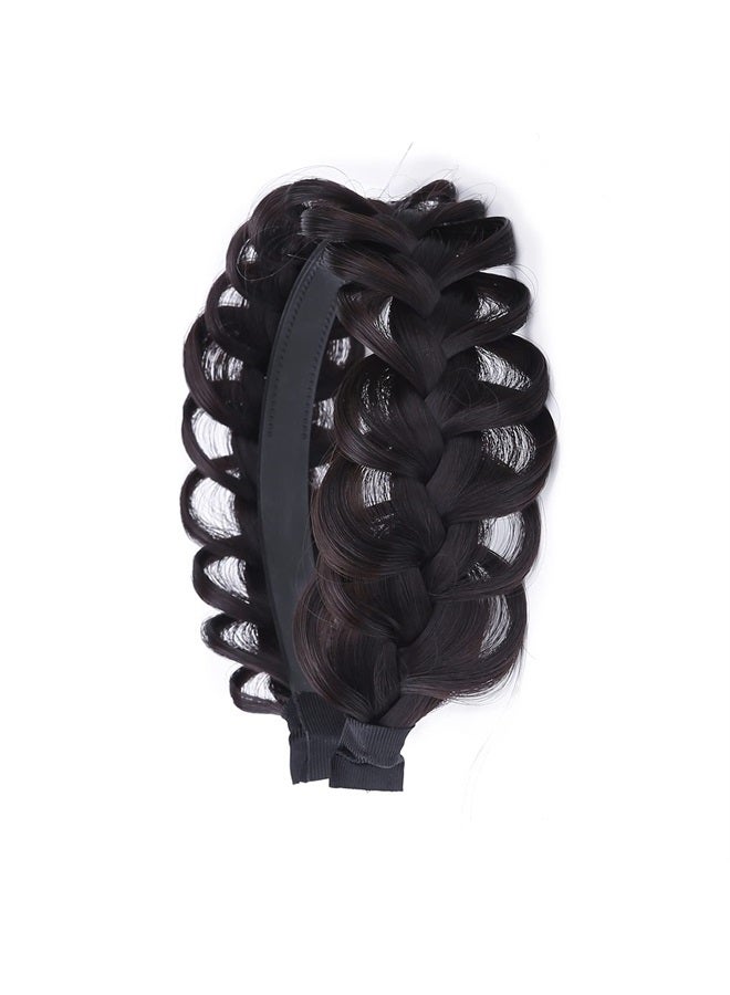 Headband Synthetic Hair Plaited Headband Braid Braided With Teeth Hair Band Accessories for Women Girl Wide 2.4 Inch