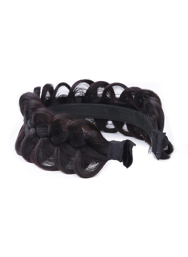 Headband Synthetic Hair Plaited Headband Braid Braided With Teeth Hair Band Accessories for Women Girl Wide 2.4 Inch